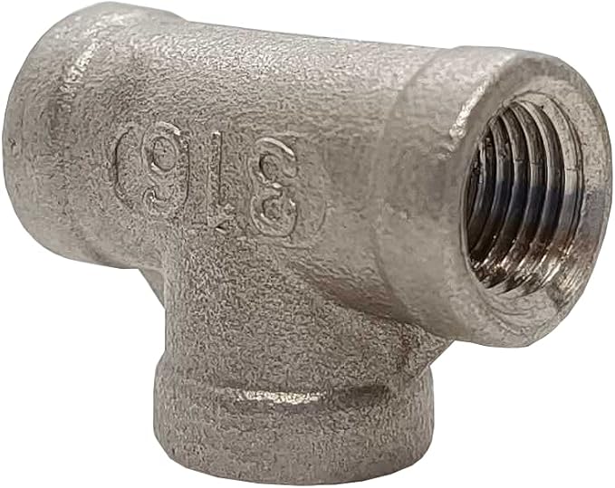 AF Hydro Stainless Steel SS316 Equal Tee Pipe Fitting, 2 1/2''NPT Female Thread, Pressure Rating up to 150 PSI, Class 150 Connector Adapter