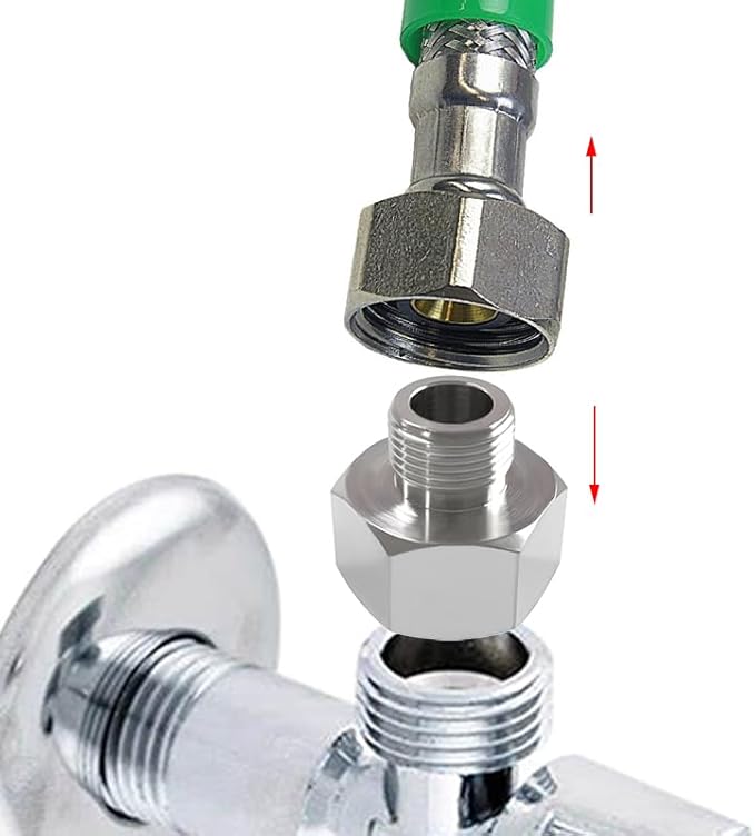 Beduan Stainless Water Line Adapter 1/2 NPT Female to 3/8 Male Reducer Hose Pipe Compression Fitting Kitchen Bathroom Faucet Supply Hose Stop Valve Adapter Pipe Connector (Pack of 2)