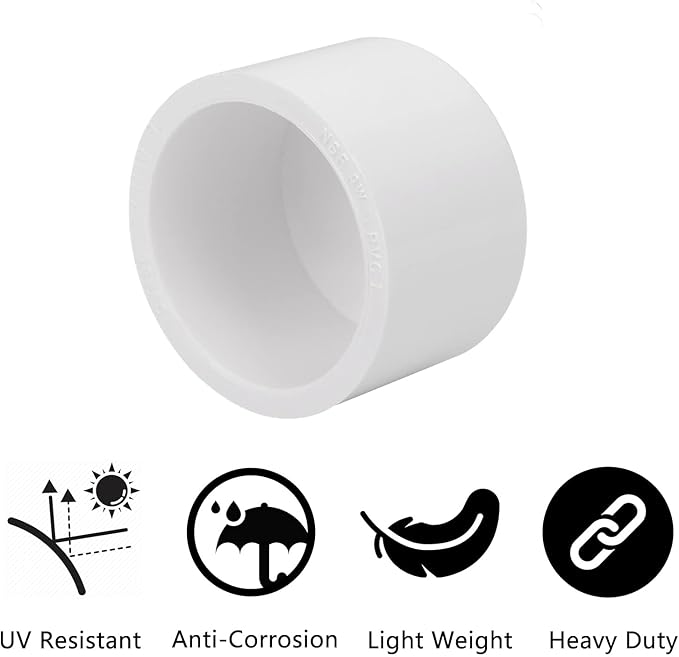 20Pack 1"PVC Pipe End Cap Fitting Schedule 40 Furniture Grade 1" PVC Pipe Plug Adapter for Build Furniture DIY Garden Shelf, White
