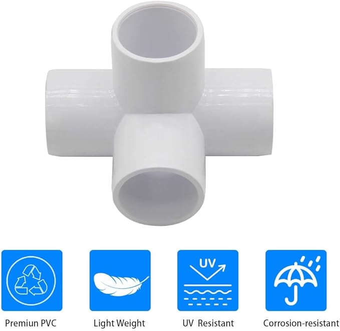 YSIL 10Pcs PVC Fittings Elbow Furniture Grade Connector 4 Way 1-1/4 Inch for DIY Structure and Frame,Fits 1-1/4" Sch 40 PVC Pipes
