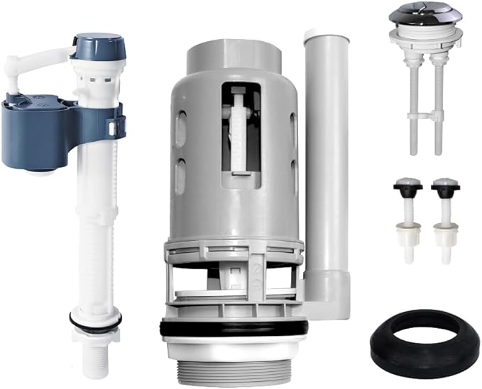 3-Inch Dual Flush Valve Repair Kit for 2-Piece Toilets; Fit Glacier Bay;Aquasource;Horow and More ;Toilet Repair Kit Inside Tank Includes Flush Valve, Button & Fill Valve with Gasket & Bolts