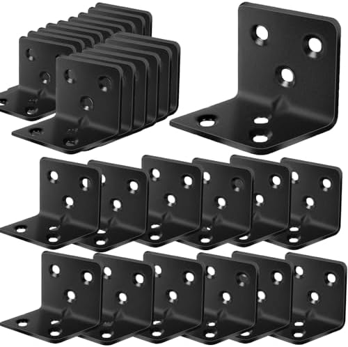 80Pcs 1.2”x1.2”Stainless Steel Black Brackets 1.5”Wide Small Angle Bracket