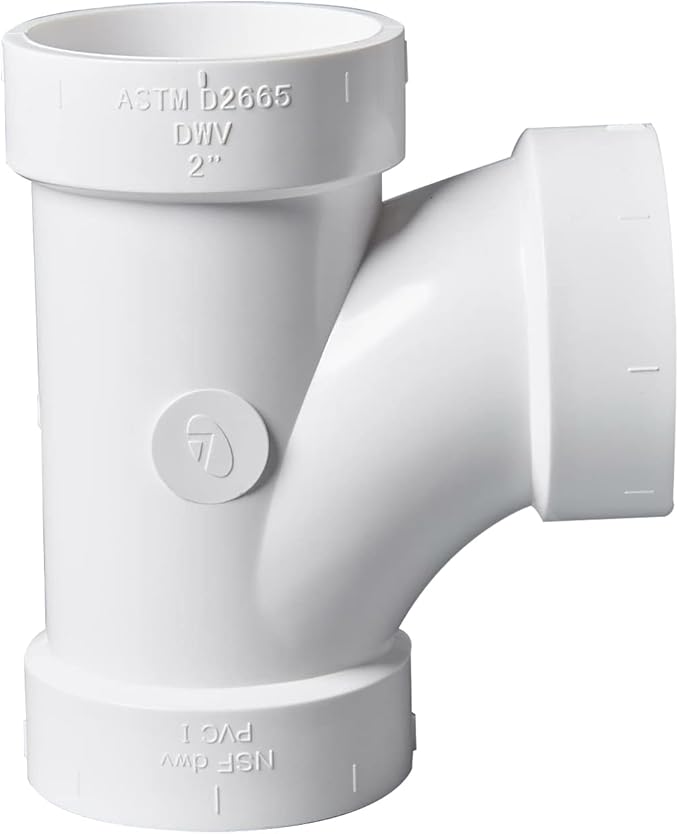 Rainbow Dream 3 Inch DWV PVC Tee Pipe Fitting Adapter - 1pc, White