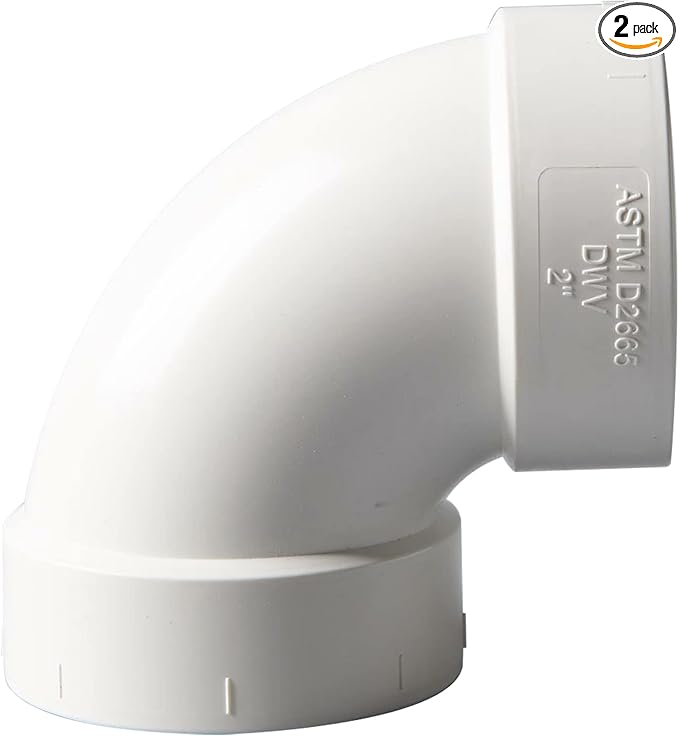 Rainbow Dream 1-1/2 Inch DWV 90 Degree PVC Pipe Elbow - 2pcs, White