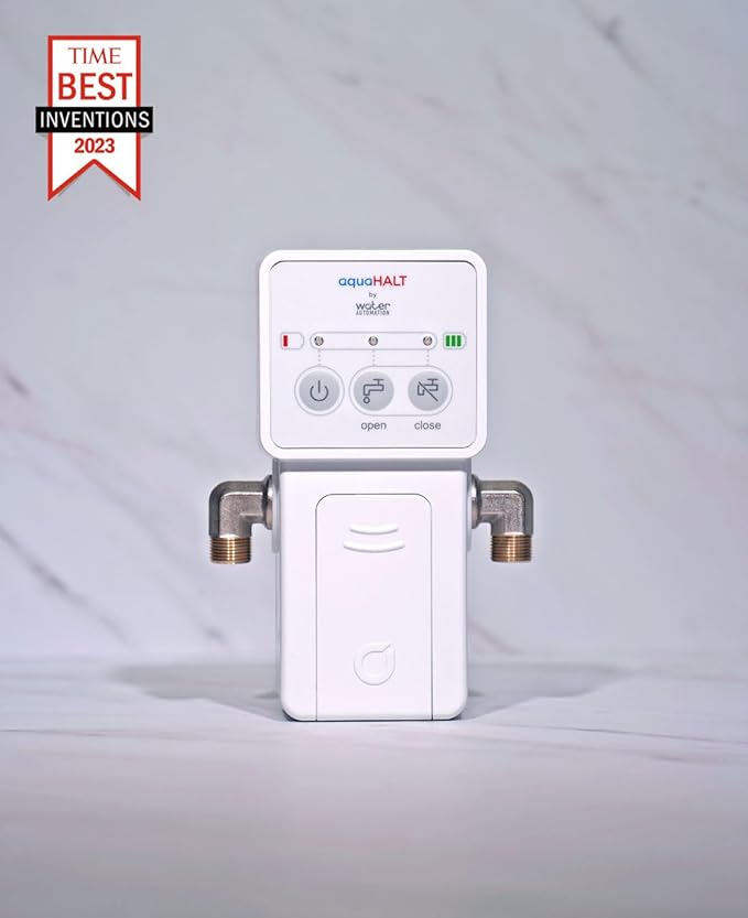 Smart Home Water Toilet Leak Detector Alarm and Automatic Shut Off Valve - Water Sensor Alarm Shut Off Tool - Easy Installation - Battery Operated - Protect Your Home from Water Damage
