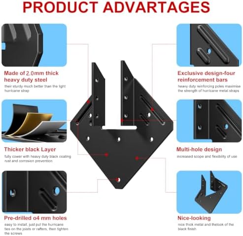 Hurricane Ties for Rafters, 50 Pack, Black-Plated Steel