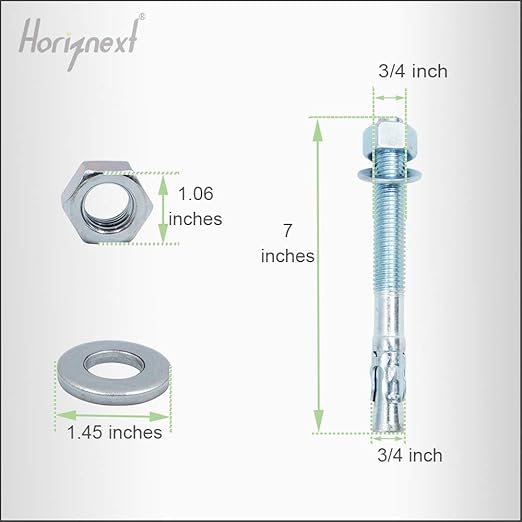 3/4"x 7" Wedge Anchor, for Cement and Concrete only, zinc-Plated Carbon Steel Screws and lag Bolts （ 30 pcs