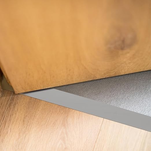 8Ft Floor Transition Strip, 2in Wide Self Adhesive Vinyl Threshold Strip for Joining Floor Gaps Wood Grain Design Tap (Gray)