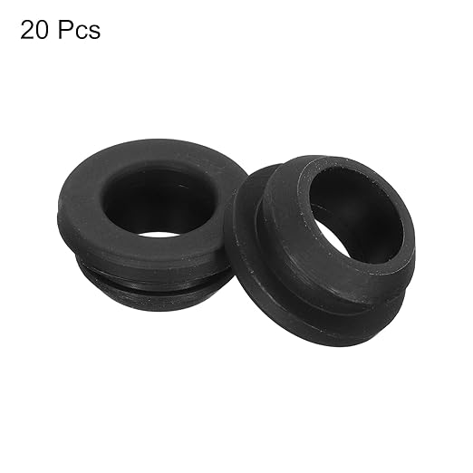 MECCANIXITY 20Pcs Snap Rubber Grommet Plug Mount Dia 12mm ID 9mm Narrow Groove Width 2mm Seal Anti-Scratch for Electrical Box Cable Pipes Black