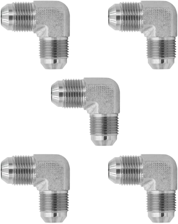 3/8" JIC Male x 3/8" JIC Male 90 Degree Elbow/Corner Hydraulic Pipe Adapter Fitting (5-PACK) | 2500-06-06