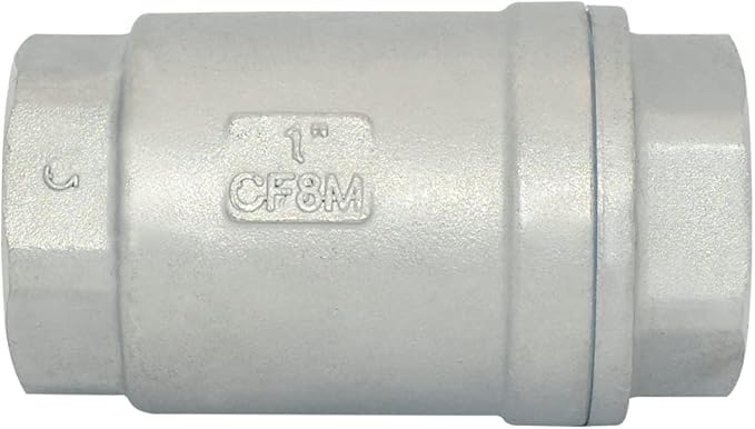 NPT Female WOG1000 Check Valve,Vertical Check Valve,NPT Spring Loaded in-line Low Cracking Pressure,Stainless Steel SS316 CF8M (1")