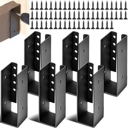 Blulu 6 Pcs 2 x 6 Inches Concealed Joist Hangers, Q235b Steel Joist Bracket