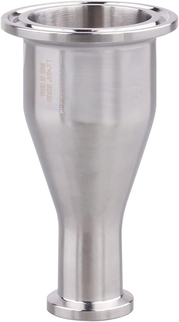 DERNORD Sanitary Fitting Reducer Fitting SUS304 Tri Clamp Ferrule Style 1.5" Tube OD to 3/4" Tube OD