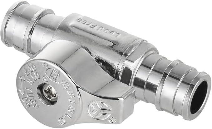 EFIELD 1/4 Turn Straight Stop Valve - Pex-A Cold Expansion 1/2" Pex X 1/2" Chrome Plated, ASTM F1960, Heavy Duty, LF Brass,(VALVE384)