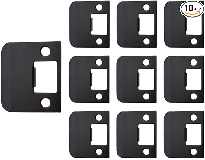 QCAA Solid Brass Extended Lip Strike, 2''X2-1/4, Oil-Rubbed Bronze, 10 Pack, Made in Taiwan