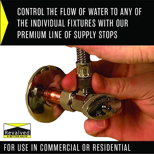 Angle Stop Valve 5/8" OD (1/2" Nominal) Compression x 3/8" OD Compression- Chrome Plated Brass ¼ Turn Angle Valve For Water Pipes, Toilets, Sinks- Lead-FreeWater Shut Off Valve, 10 Pack