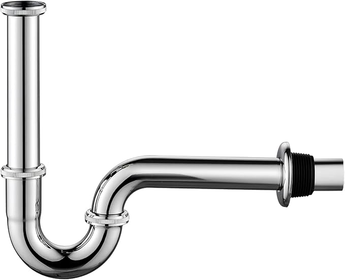 Brass P Trap Bathroom Sink: 1 1/4 Sink Trap with Adjustable Height - Chrome Bottle P-Trap with Slip Joint Extension Tube - U-Shape Basin Sink Plumbing/Pipe Replacement Kit