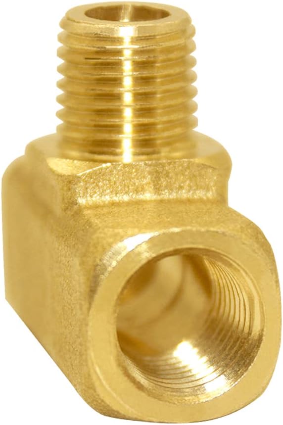 Joywayus Brass Pipe Fitting Barstock Street Tee T 3 way NPT 1/4" Female × 1/4" Male × 1/4" Female Adapter (Pack of 2)
