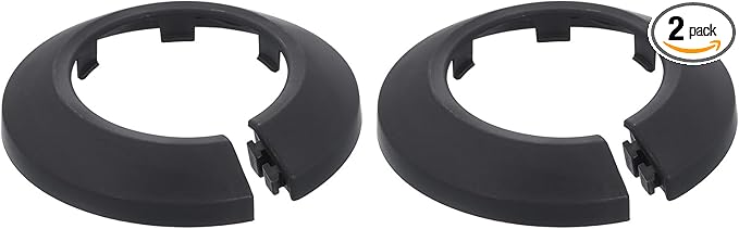 uxcell Escutcheon Plate, 2Pcs 40mm - Fit 1.57" Outer Diameter Split Pipe Flange Water Pipe Cover Collar Decoration, PP Plastic Plumbing Cover Plates (Black)