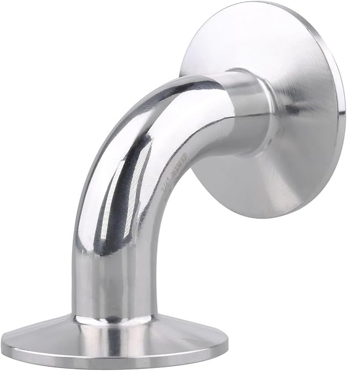 DERNORD 3/4" Tube OD Sanitary Ferrule Elbow 90 Degree Pipe Fitting with 2 Silicone Gaskets SUS304 Tri Clamp 1.5 Inch