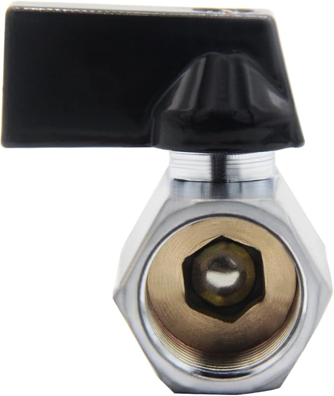 Brass Mini Ball Valve 3/8" NPT Female x Male Thread Shut Off Valve Chrome Plated (Pack of 2)