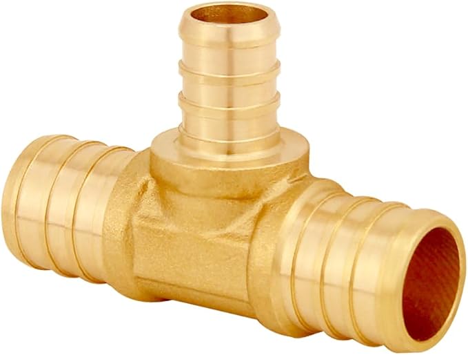 8PCS LF Brass 3/4 to 1/2 to 3/4 Inch PEX Tee Reducer 3 Way Coupling Barb Crimp Pipe Tube Fitting