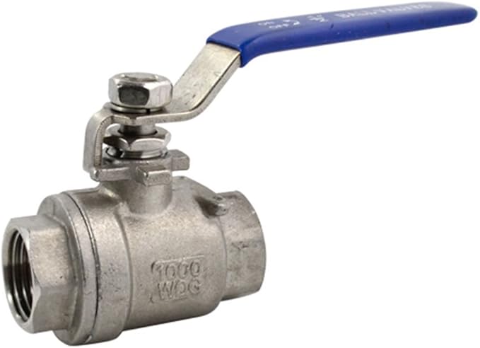 316 Stainless Steel 1/8"~3" Full Port Ball Valve with Blue Vinyl Handle, NPT Female x Female Thread,1000 WOG (1/2")