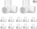 16Pcs 1" Elbow PVC Fitting, SCH40 3-Way Tee Furniture Grade PVC Pipe Fitting, DIY Corner Elbow Connector for Building Furniture, Greenhouse Frame Connection, Socket x Socket, White