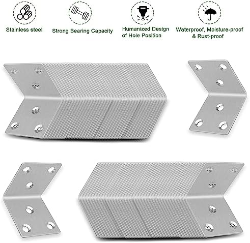 40PCS L Brackets 1.5X1.5X0.08IN 304 Stainless Steel Corner Braces