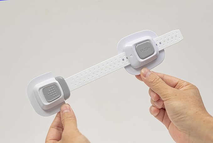 YEYA No Drill Anti Tip Furniture Adjustable Straps Wall Anchors for Baby Proofing with Strong 3M Adhesive Backing (Upgraded 4P)