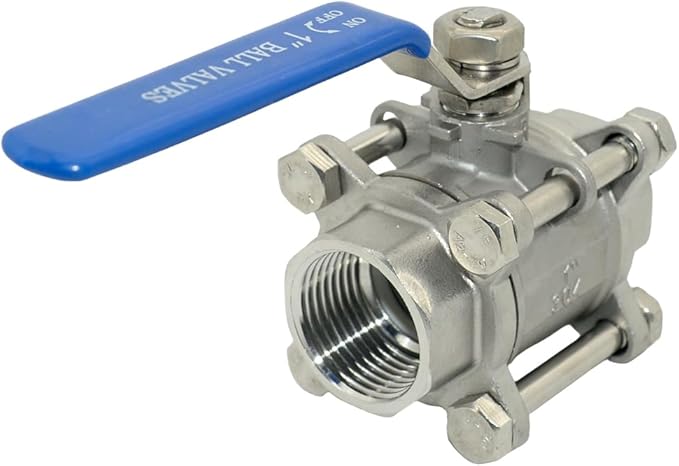 Ball Valve NPT Thread - Stainless Steel 304 Female 3-Piece Full Port(1'')