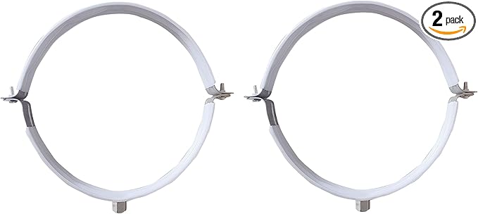 2 Sets 4" Inch Premium Hose Pipe Clamp，Heavy Duty Galvanized Iron Stove Pipe Hanger Strap，Wall Support Chimney and dryer vent clamp，Round Split Ring Conduit Metal PVC Tube Kit，with Rubber Cushioned
