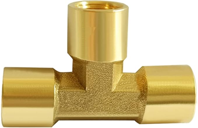 Joywayus 1/8 NPT Threaded Brass Pipe Fitting Tee T 3 way 1/8 NPT Female × 1/8 NPT Female × 1/8 NPT Female Adapter (Pack of 2)