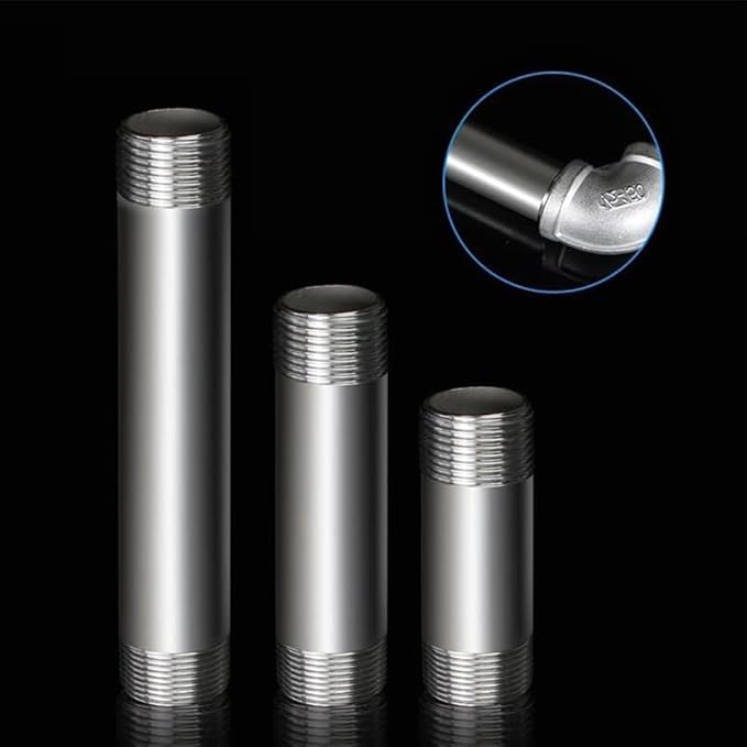 Stainless Steel Nipple Pipe Fitting 1/4" NPT X 1/4" NPT Male Thread Cast Pipe Fittings 8" 200mm Length