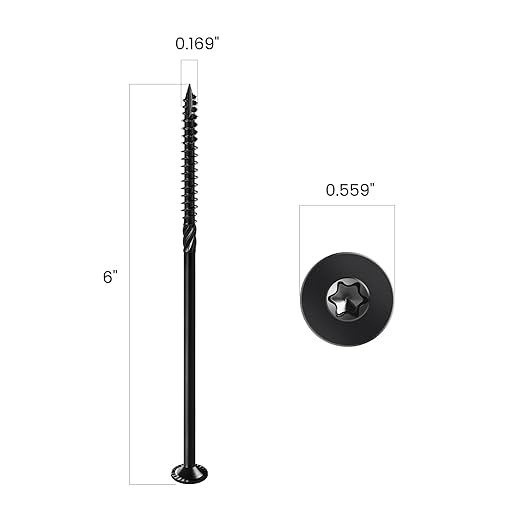 Deck Screws #14 x 6 inch, (21pcs) 1lb Heavy Duty Outdoor Wood Screws,Black Rust Resistant Epoxy Coated,Torx Drive Head,with T30 Star Bit