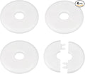 HARFINGTON 4pcs Wall Split Flange 16.5mm/0.6" Self-Adhesive Plumbing Cover Plates ABS Plastic Round Escutcheon Plate Buckle Design for Water Pipe Bathroom Kitchen Decoration, White