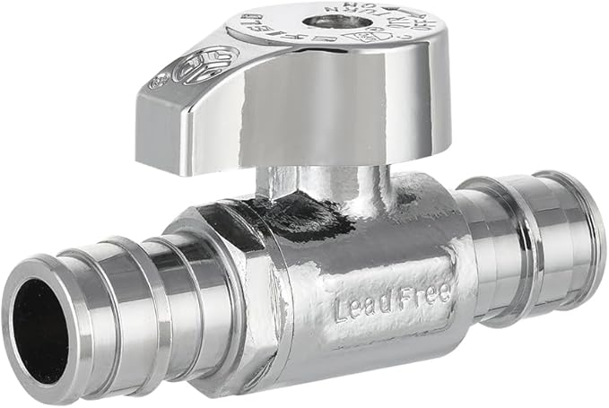 EFIELD 1/4 Turn Straight Stop Valve - Pex-A Cold Expansion 1/2" Pex X 1/2" Chrome Plated, ASTM F1960, Heavy Duty, LF Brass,(VALVE384)