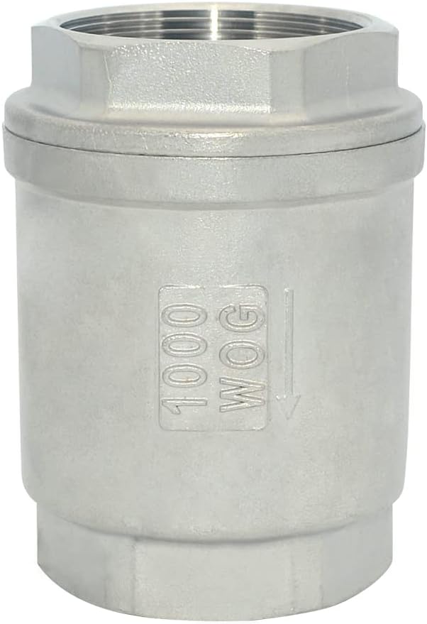 NPT Female WOG1000 Check Valve,Vertical Check Valve,NPT Spring Loaded in-line Low Cracking Pressure,Stainless Steel SS316 CF8M (2")