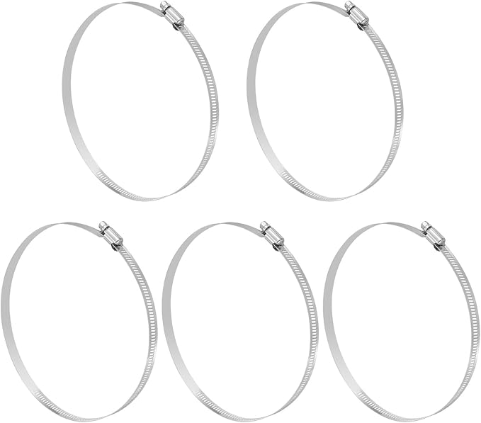 MECCANIXITY 7 Inch Stainless Steel Hose Clamp, Worm Gear Clamp Adjustable 6 1/9"-7"(155-178mm) Fuel Line Hose Clamps Duct Clamp for Pipe Plumbing Automotive Mechanical (Pack of 5)
