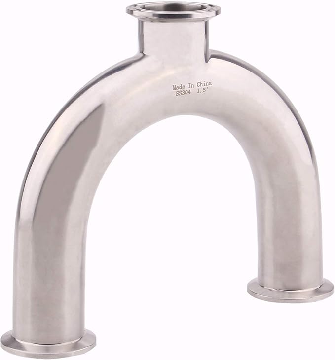 DERNORD 3 Way U Sanitary Ferrule Pipe Fittings Tri-Clamp Type Stainless Steel 304 (Pipe OD: 1.5 INCH)