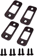 QCAA Solid Brass Deadbolt Strike Plate, Door Backplate, Round Corner, 1" x2-1/4", Oil-Rubbed Bronze(US10B), 4 Pack, Made in Taiwan