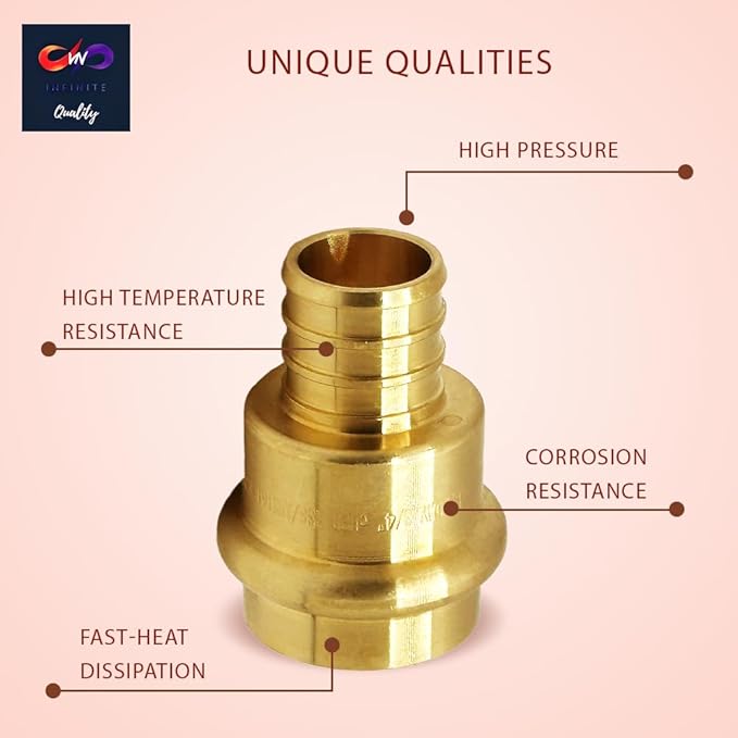 3/4 inch PEX Press Fitting 3/4-inch Crimp Coupling Brass Adapter For Copper and Pex Pipe Fittings Connection 3/4" (Pack of 5)
