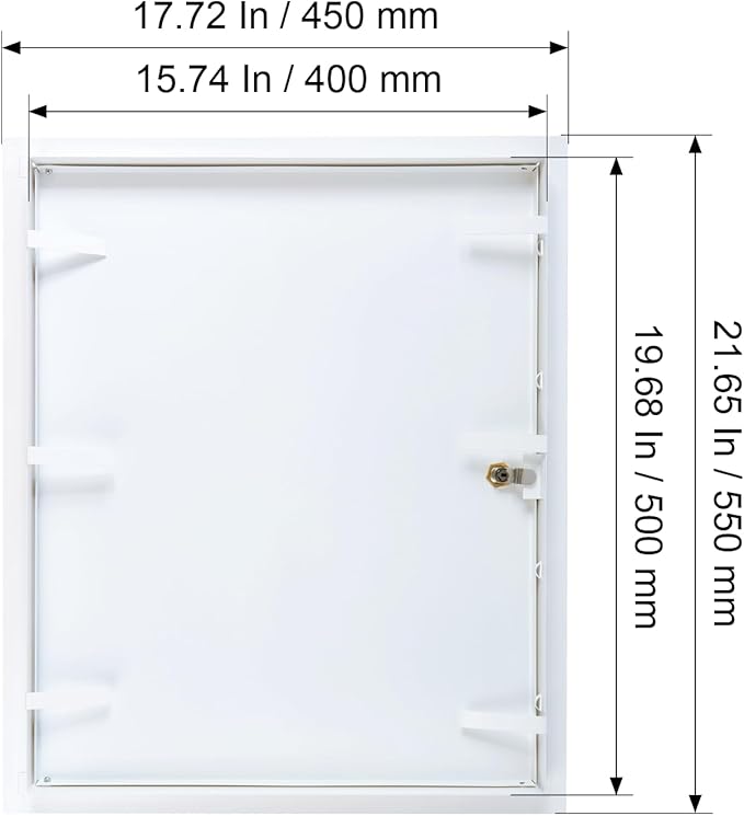 16" x 20" Lockable White Metal Access Panel. Service Shaft Door Panel with Key. Plumbing, Electricity, Heating, Alarm Wall Access Panel for Drywall. Bathroom Services Access Hole Cover.
