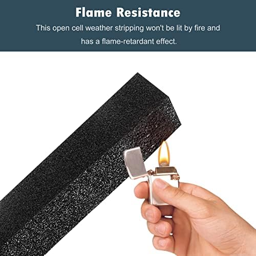 YIJUHOU Weather Stripping Door Seal Window Air Conditoner Insulation Foam Seal Tape Black Open Cell Door Seal Strip (2IN*1IN*6.5FT)