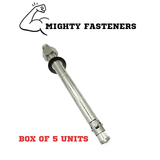 Wedge Anchors – Heavy-Duty 304 Stainless Steel Expansion Bolts for Concrete & Masonry, Rust-Resistant & Durable - 1" X 12" - 5 Pack