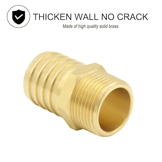 JoyTube 2 Pcs Hose Barb Fittings 1" Barb to 1" NPT Male Thread Brass Metals Adapter Connector with Hose Clamp