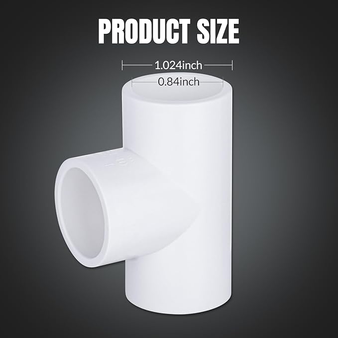 20-Packs 1/2 inch Tee PVC Fitting 3 Way Furniture Grade Pipe Elbow Connector for DIY PVC Shelf Greenhouse Pipe Fittings