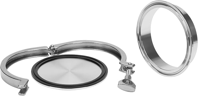 DERNORD 4" Sanitary Pipe Fittings Set, Stainless Steel End Cap + Weld Ferrule + Tri Clamp + FKM Gasket