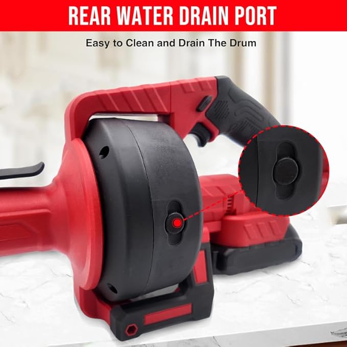 21V Cordless Electric Drain Auger, Plumbing Snake with 23FT Telescopic Cable & Battery & Charger, Suitable for Kitchen, Bathroom, Shower Pipes