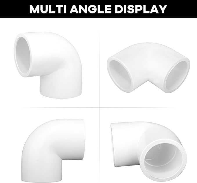 12 Pack 1 inch 90 Degree PVC Elbow Pipe Fittings, 2 Way Right Angle Furniture Grade PVC Pipe Fitting Connectors for DIY Shelf Building Furniture Garden Support Structure